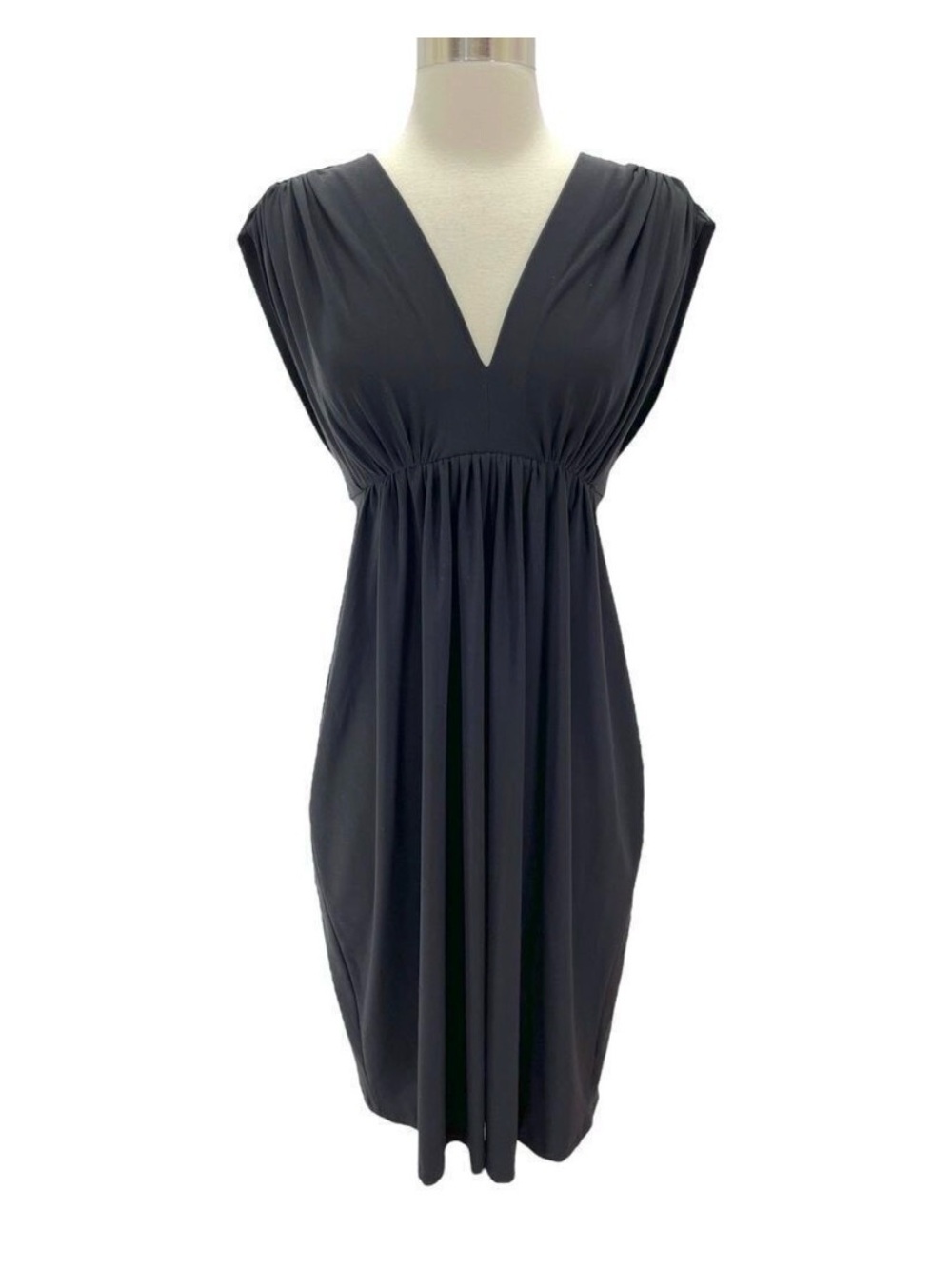 Norma Kamali Women Black Dress Elastic Waist Knee Length Sleeveless size large